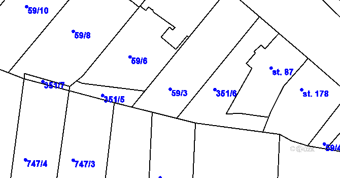 Parcela st. 59/3 v KÚ Malšovice u Hradce Králové, Katastrální mapa