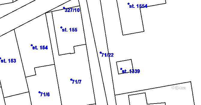Parcela st. 71/22 v KÚ Malšovice u Hradce Králové, Katastrální mapa