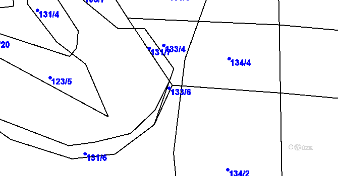 Parcela st. 133/6 v KÚ Malšovice u Hradce Králové, Katastrální mapa
