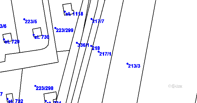 Parcela st. 217/1 v KÚ Malšovice u Hradce Králové, Katastrální mapa