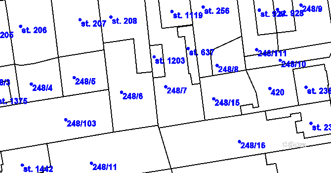 Parcela st. 248/7 v KÚ Malšovice u Hradce Králové, Katastrální mapa