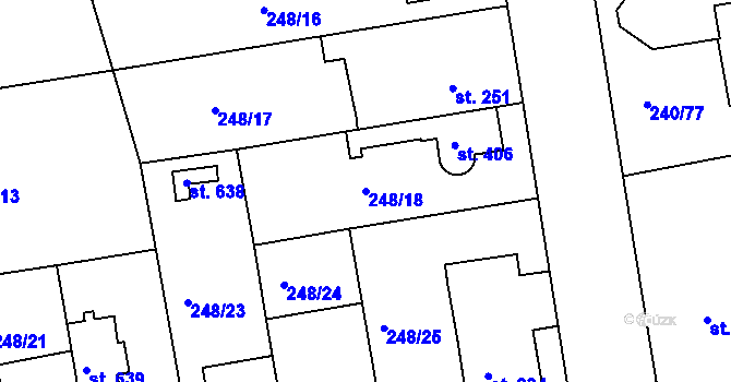 Parcela st. 248/18 v KÚ Malšovice u Hradce Králové, Katastrální mapa