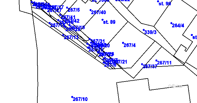 Parcela st. 267/23 v KÚ Malšovice u Hradce Králové, Katastrální mapa