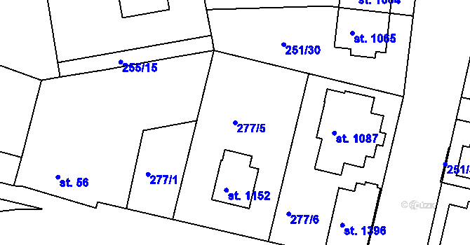 Parcela st. 277/5 v KÚ Malšovice u Hradce Králové, Katastrální mapa