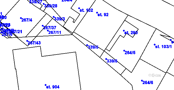 Parcela st. 339/5 v KÚ Malšovice u Hradce Králové, Katastrální mapa