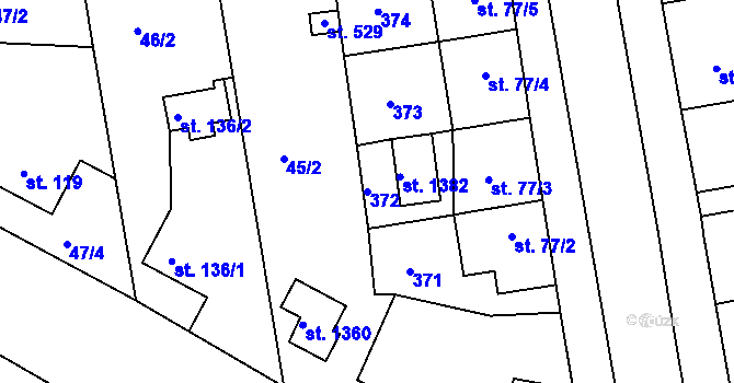 Parcela st. 372 v KÚ Malšovice u Hradce Králové, Katastrální mapa