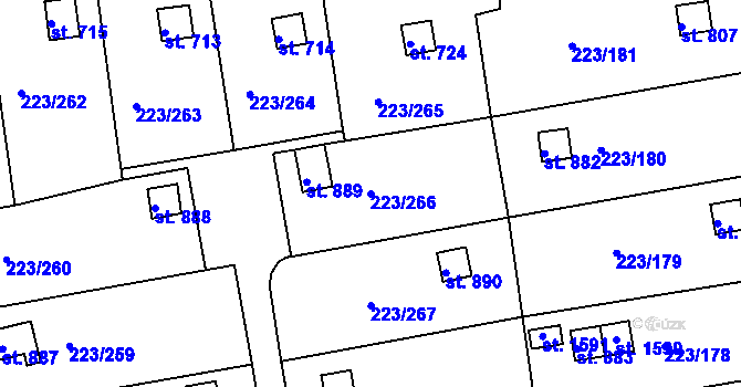 Parcela st. 223/266 v KÚ Malšovice u Hradce Králové, Katastrální mapa