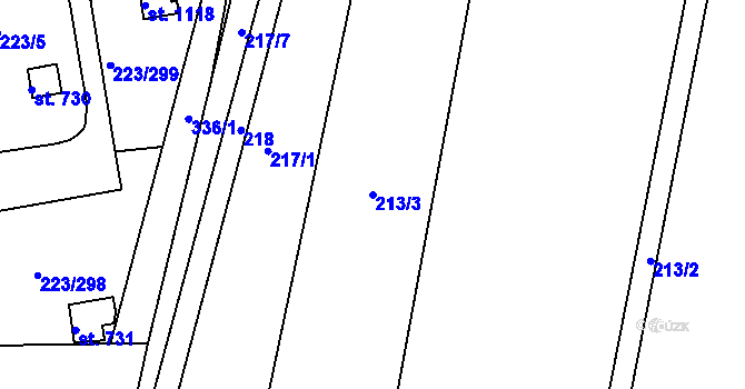 Parcela st. 213/3 v KÚ Malšovice u Hradce Králové, Katastrální mapa