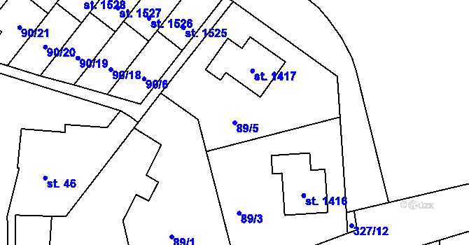 Parcela st. 89/5 v KÚ Malšovice u Hradce Králové, Katastrální mapa