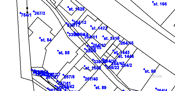 Parcela st. 339/15 v KÚ Malšovice u Hradce Králové, Katastrální mapa
