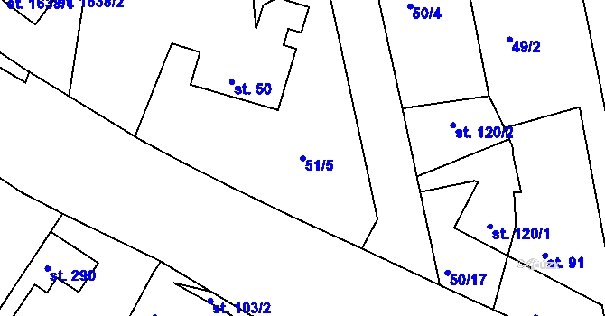 Parcela st. 51/5 v KÚ Malšovice u Hradce Králové, Katastrální mapa