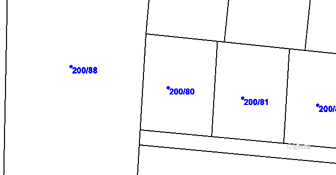 Parcela st. 200/80 v KÚ Malšovice u Hradce Králové, Katastrální mapa