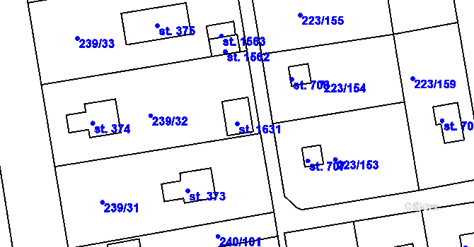 Parcela st. 1631 v KÚ Malšovice u Hradce Králové, Katastrální mapa