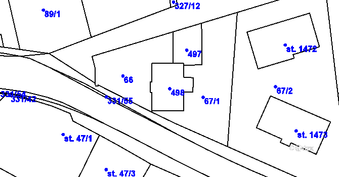 Parcela st. 498 v KÚ Malšovice u Hradce Králové, Katastrální mapa