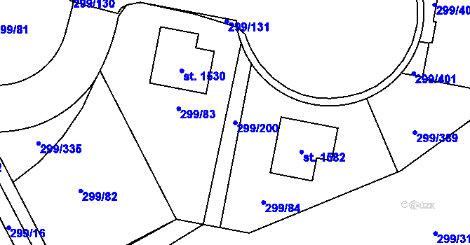 Parcela st. 299/200 v KÚ Třebeš, Katastrální mapa