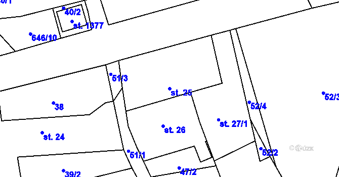 Parcela st. 25 v KÚ Třebeš, Katastrální mapa