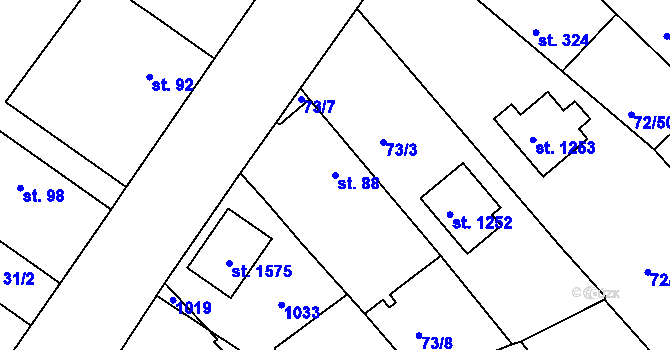 Parcela st. 88 v KÚ Třebeš, Katastrální mapa