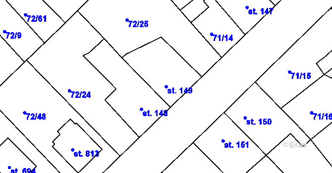 Parcela st. 149 v KÚ Třebeš, Katastrální mapa