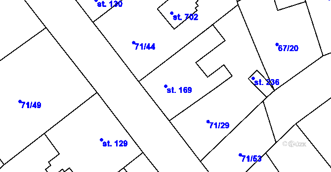 Parcela st. 169 v KÚ Třebeš, Katastrální mapa