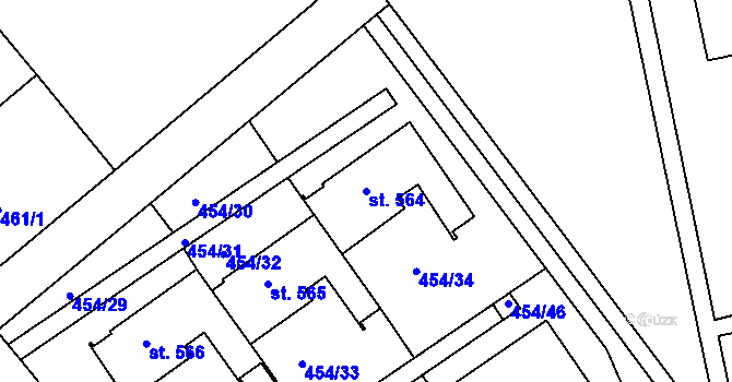 Parcela st. 564 v KÚ Třebeš, Katastrální mapa
