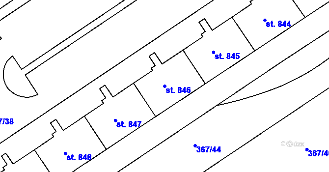 Parcela st. 846 v KÚ Třebeš, Katastrální mapa