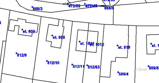 Parcela st. 1011 v KÚ Třebeš, Katastrální mapa