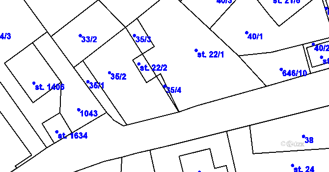 Parcela st. 35/4 v KÚ Třebeš, Katastrální mapa