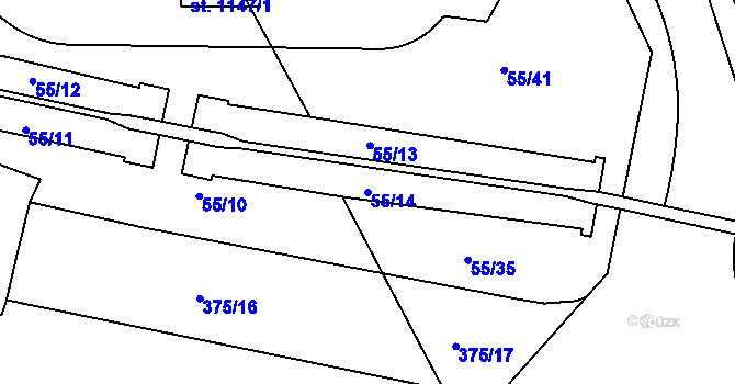 Parcela st. 55/14 v KÚ Třebeš, Katastrální mapa