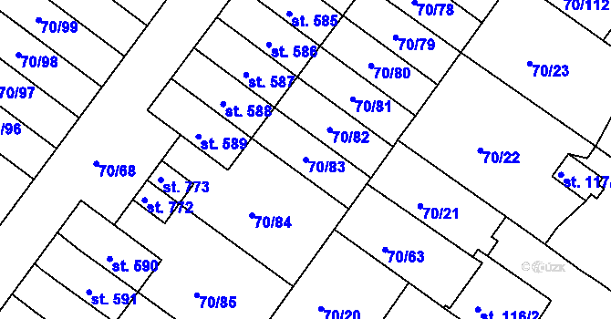 Parcela st. 70/83 v KÚ Třebeš, Katastrální mapa