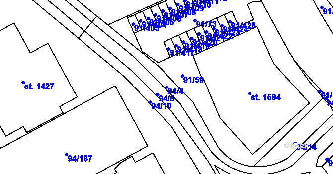 Parcela st. 94/4 v KÚ Třebeš, Katastrální mapa