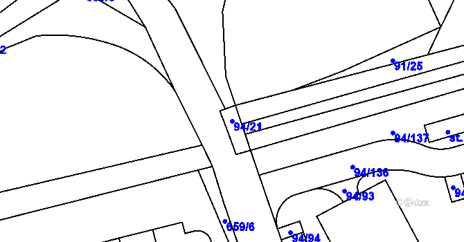Parcela st. 94/21 v KÚ Třebeš, Katastrální mapa