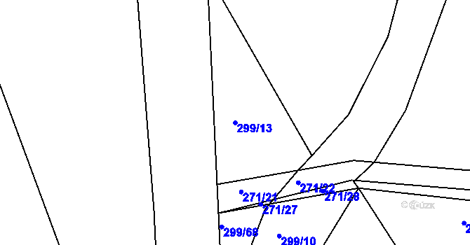 Parcela st. 299/13 v KÚ Třebeš, Katastrální mapa