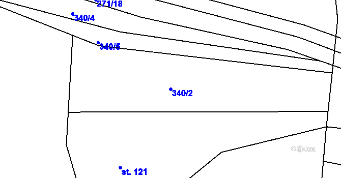 Parcela st. 340/2 v KÚ Třebeš, Katastrální mapa