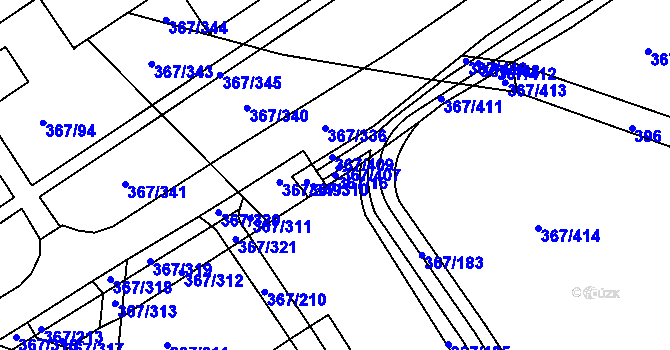 Parcela st. 367/16 v KÚ Třebeš, Katastrální mapa