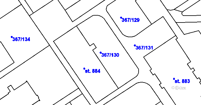Parcela st. 367/130 v KÚ Třebeš, Katastrální mapa