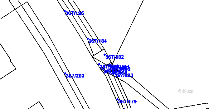 Parcela st. 367/182 v KÚ Třebeš, Katastrální mapa