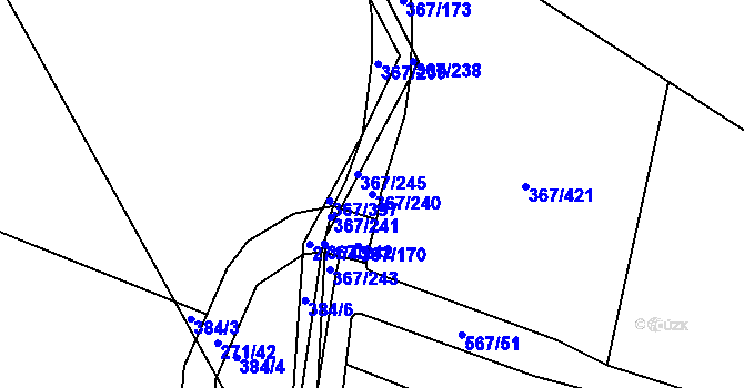 Parcela st. 367/240 v KÚ Třebeš, Katastrální mapa