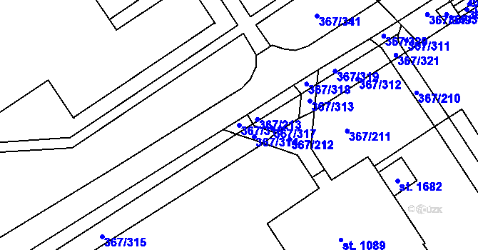 Parcela st. 367/316 v KÚ Třebeš, Katastrální mapa