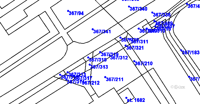 Parcela st. 367/319 v KÚ Třebeš, Katastrální mapa