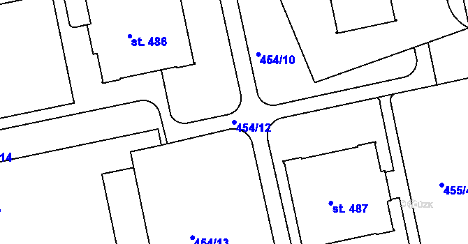 Parcela st. 454/12 v KÚ Třebeš, Katastrální mapa