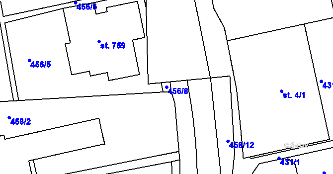 Parcela st. 456/8 v KÚ Třebeš, Katastrální mapa