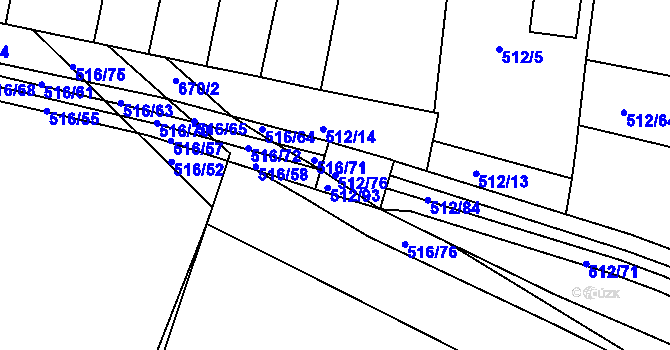 Parcela st. 512/76 v KÚ Třebeš, Katastrální mapa