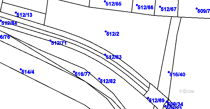 Parcela st. 512/83 v KÚ Třebeš, Katastrální mapa