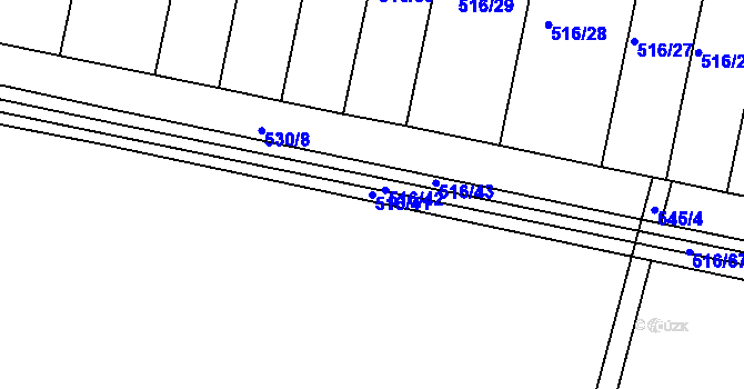 Parcela st. 516/41 v KÚ Třebeš, Katastrální mapa