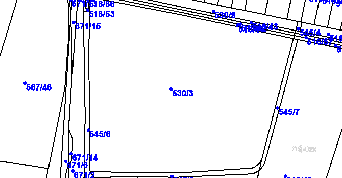 Parcela st. 530/3 v KÚ Třebeš, Katastrální mapa