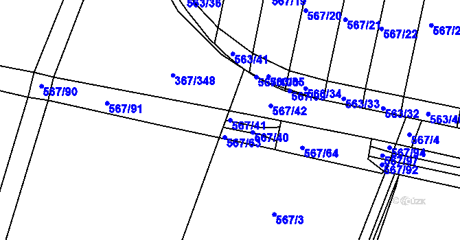 Parcela st. 567/41 v KÚ Třebeš, Katastrální mapa