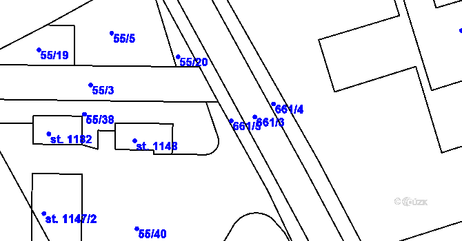 Parcela st. 661/5 v KÚ Třebeš, Katastrální mapa