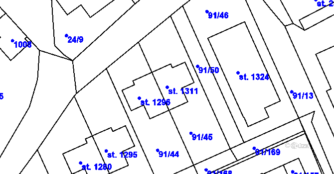 Parcela st. 1311 v KÚ Třebeš, Katastrální mapa