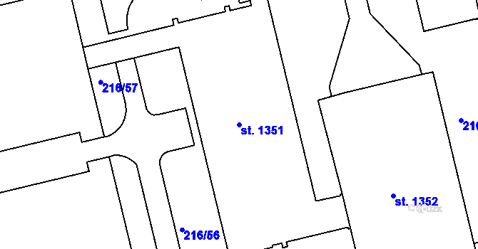 Parcela st. 1351 v KÚ Třebeš, Katastrální mapa