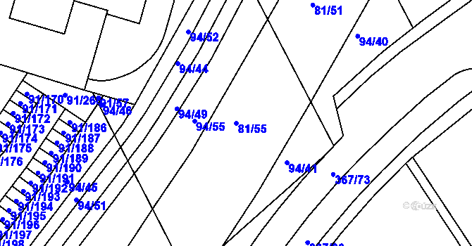 Parcela st. 81/55 v KÚ Třebeš, Katastrální mapa